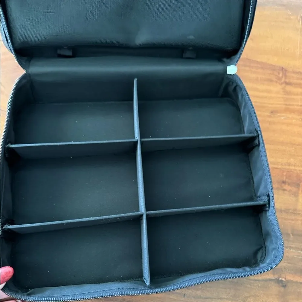 DIOR BEAUTY COSMETIC CASE TRAVEL ORGANIZER- WITH HANDLE-HOUNDSTOOTH-EUC Retired